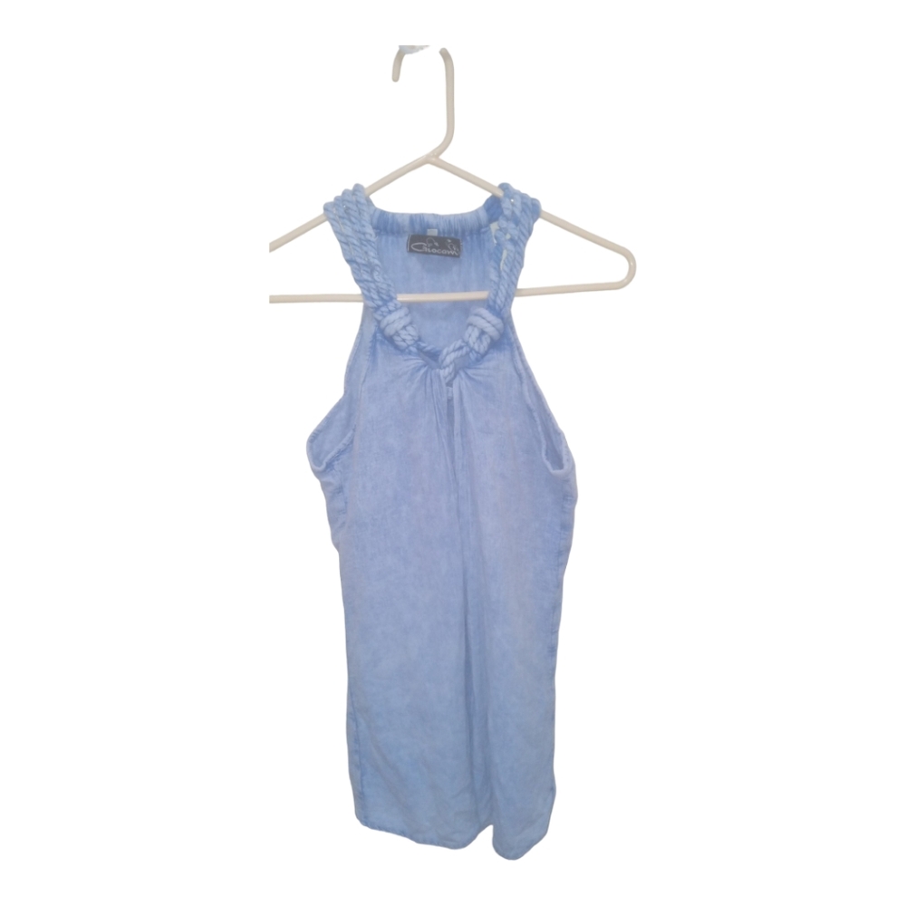 Blue Cotton Halter Top